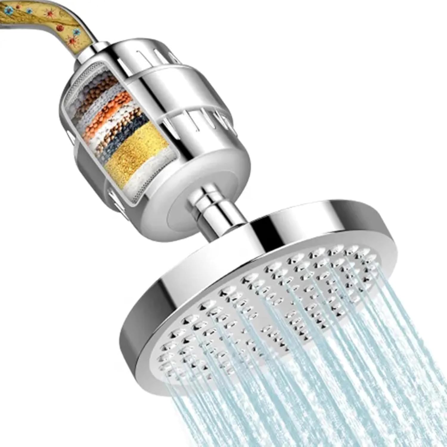 Shower and Tap Filter for Hard Water | 15-Stage Filtration Protects Hair and Skin | Water Softener for tap