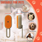 3-in-1 Pet Steam Brush – One-Touch Spray Grooming Tool with 360° Rotating Handle, Steam Massage Comb, Hair Removal & Deshedding Brush for Cats & Dogs – Multifunctional Pet Cleaning & Grooming Tool