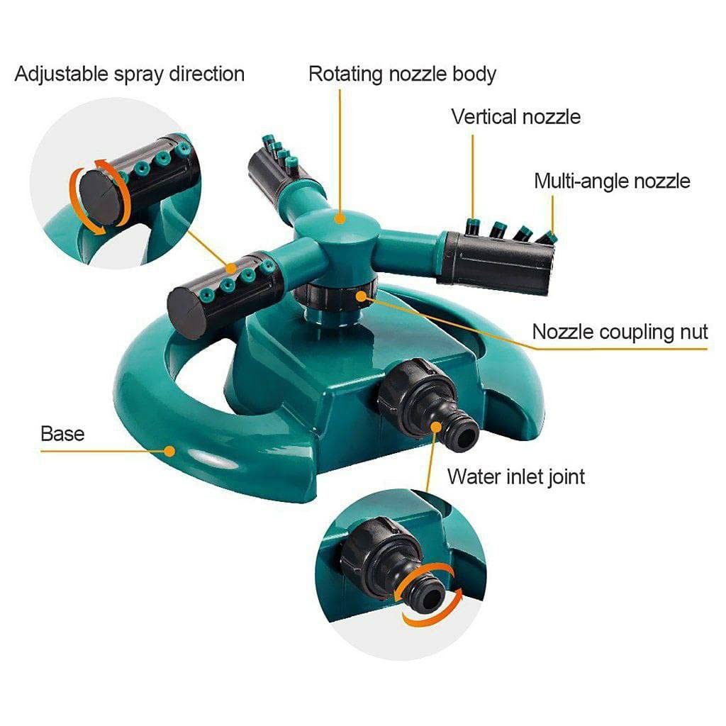 Garden Sprinkler, Adjustable 360 Degree Rotation Lawn Sprinkler, Large Area Coverage, Multipurpose Yard Sprinklers for Plant Irrigation and Kids Playing