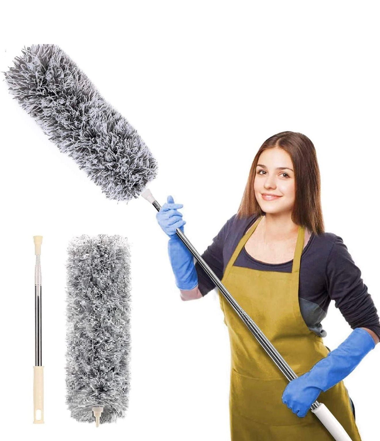 Microfiber Feather Duster for Cleaning with Telescopic Extension Pole Long Upto 100 Inches