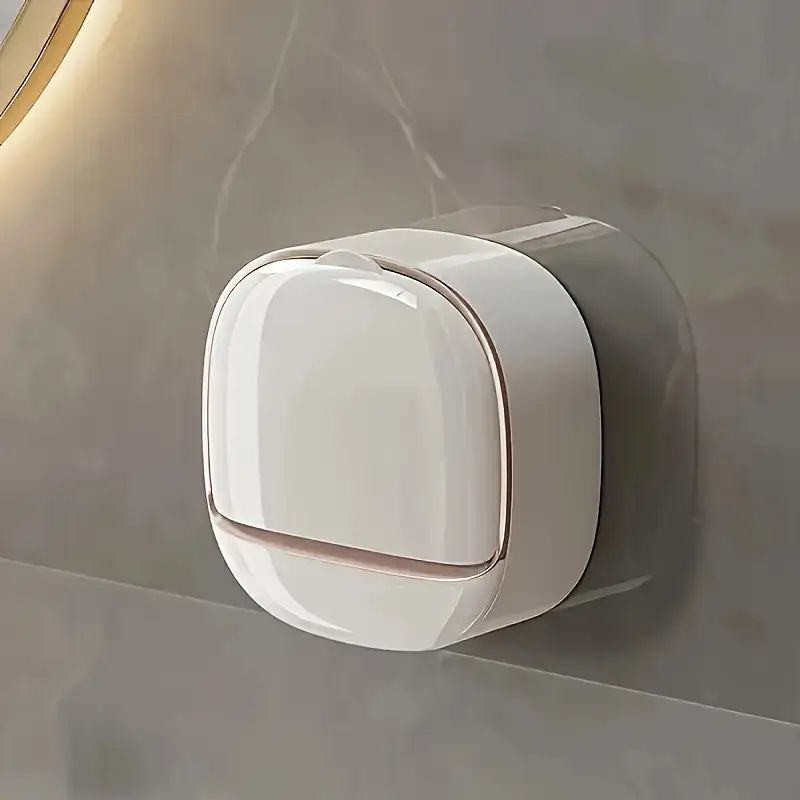 Luxury Soap Holder with Drain Tray, Waterproof Soap Dish with Drainage Box, Soap Box, Soap Dish with Lid, Wall Mounted Drain Sox for Bathroom