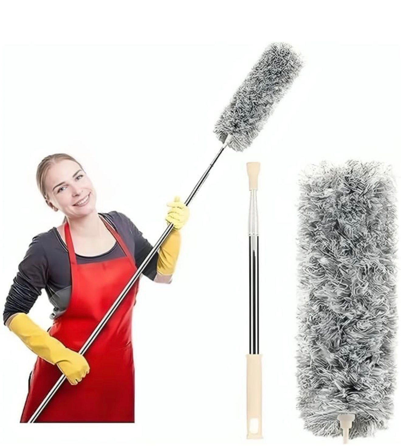 Microfiber Feather Duster for Cleaning with Telescopic Extension Pole Long Upto 100 Inches