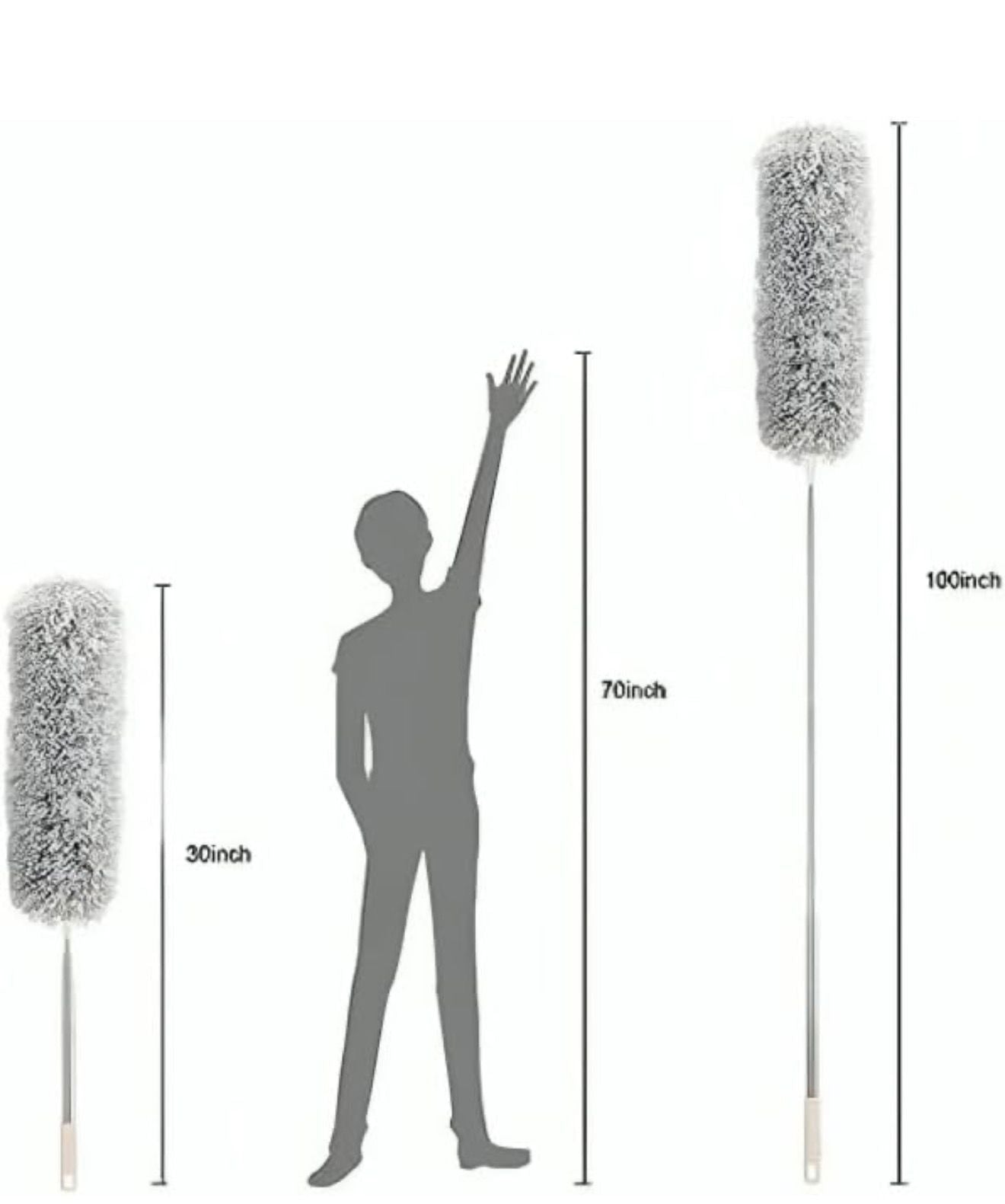 Microfiber Feather Duster for Cleaning with Telescopic Extension Pole Long Upto 100 Inches